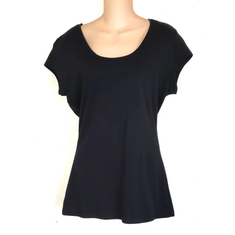 Vintage Y2K Dots Store Black Tshirt Top Basic Stretch NEW NWT Short Sleeves XL - Picture 1 of 12